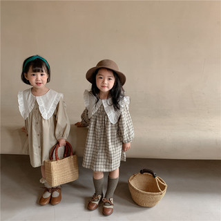 𝐀𝐩𝐫𝐢𝐥 𝐛𝐞́𝐛𝐞́ - Váy Babydoll bé gái mùa thu phong cách Hàn đơn giản kẻ caro