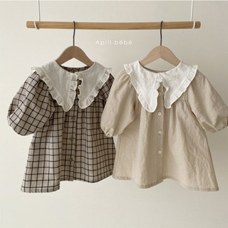 𝐀𝐩𝐫𝐢𝐥 𝐛𝐞́𝐛𝐞́ - Váy Babydoll bé gái mùa thu phong cách Hàn đơn giản kẻ caro