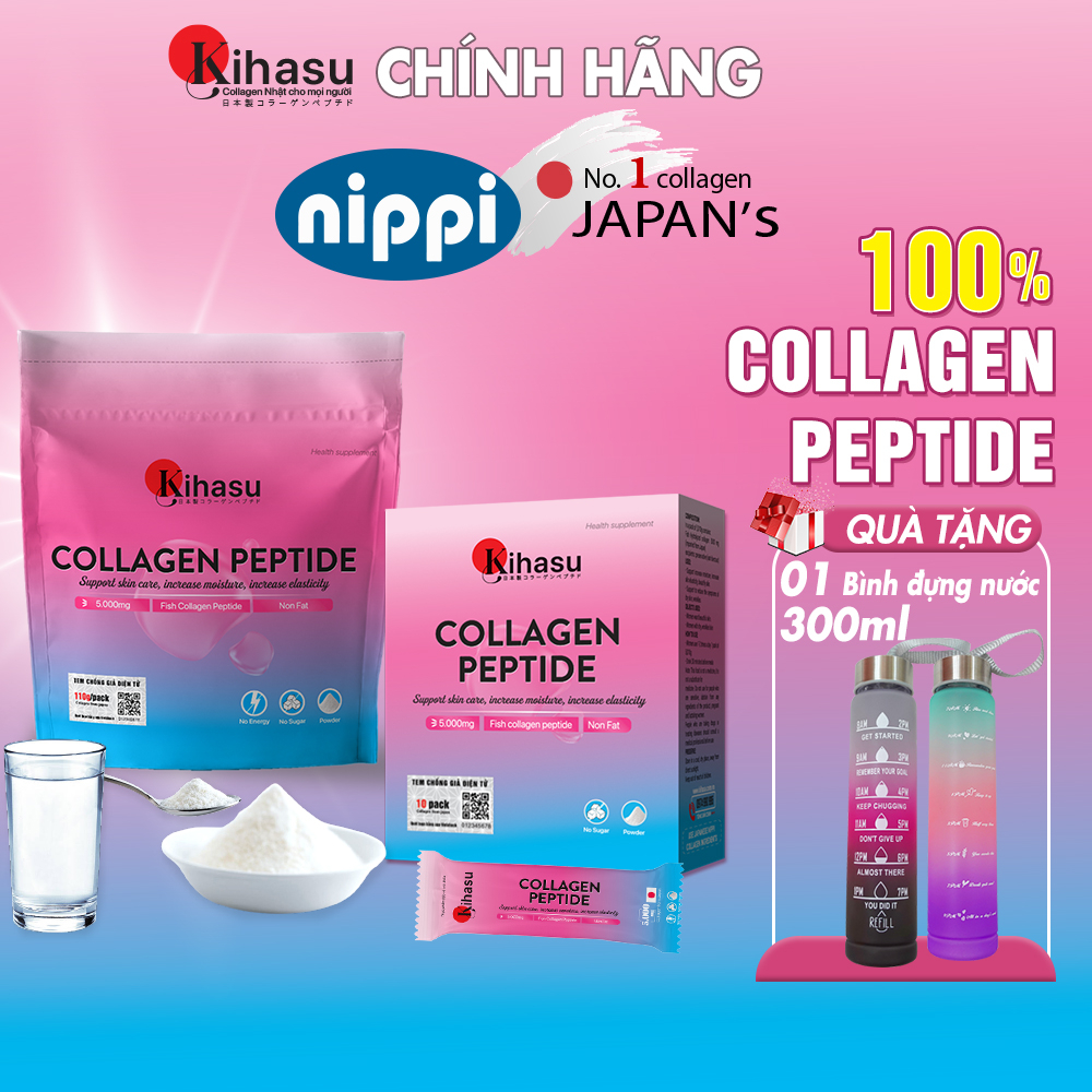 Bột collagen peptide kihasu: dạng bột collagen nhật bản dành cho mọi lứa tuổi (gói x 5g) - Hỗ trợ tăng độ ẩm cho da