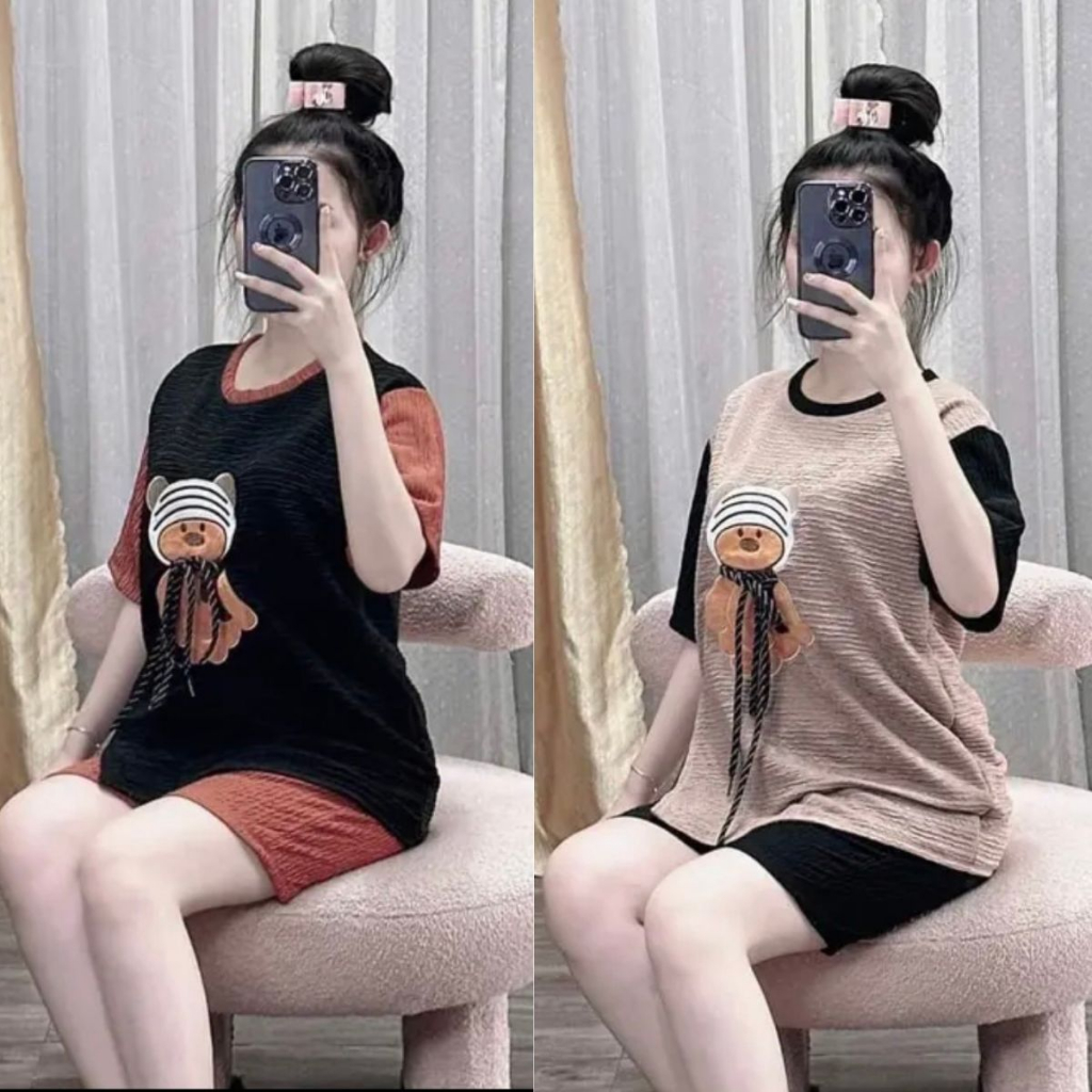Đồ Bộ Nữ Bigsize Vải Thun Xốp Quần Dài Áo Có Cổ Polo ESHOP Đồ Mặc Nhà Nữ Quần Lửng Ngố Xốp Nhật Đẹp Dễ Thương Xinh VX68