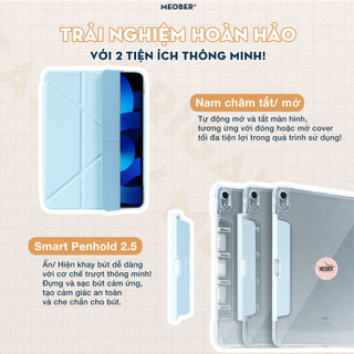 Bao da i Pad Origami gấp xếp xoay 360 cho Pro 11, Mini 6 7, Air 5 6, 10.2 - khay bút ẩn, lưng viền trong suốt by MèoBer
