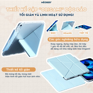 Bao da i Pad Origami gấp xếp xoay 360 cho Pro 11, Mini 6 7, Air 5 6, 10.2 - khay bút ẩn, lưng viền trong suốt by MèoBer