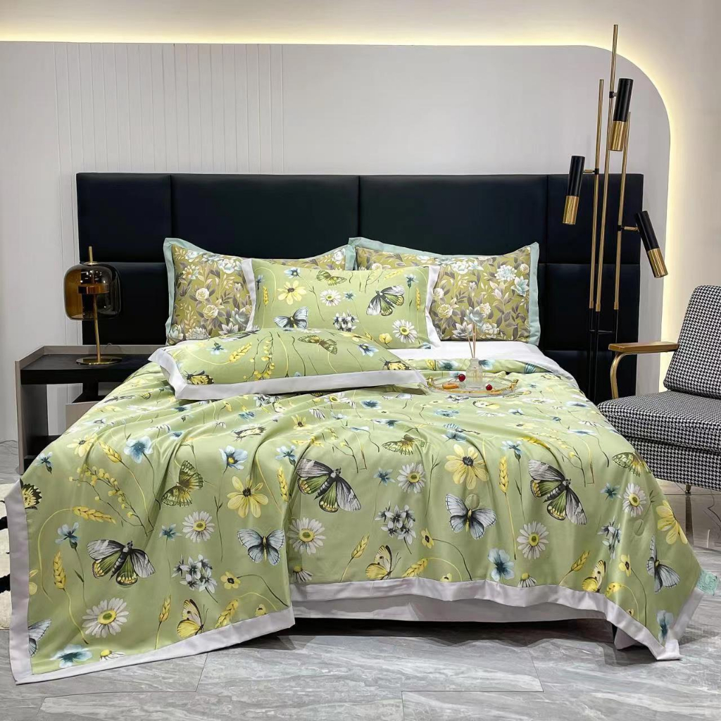 Combo 4 Món Lụa Thái Cao Cấp, Set Chăn Ga Gối Lụa Thái Mát Lạnh, Nhập Khẩu Nguyên Bộ, Không Thể Thiếu Cho Mùa Hè Này