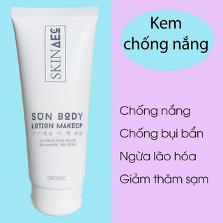 Bộ đôi kem dưỡng trắng chống nắng body và dưỡng trắng body ban đêm Skin aec