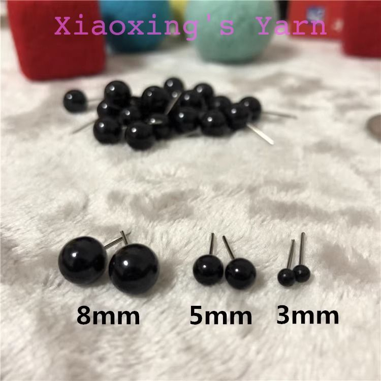 Mắt thú thuỷ tinh tròn màu đen nhiều kích cỡ có chân thép gắn đồ ...
