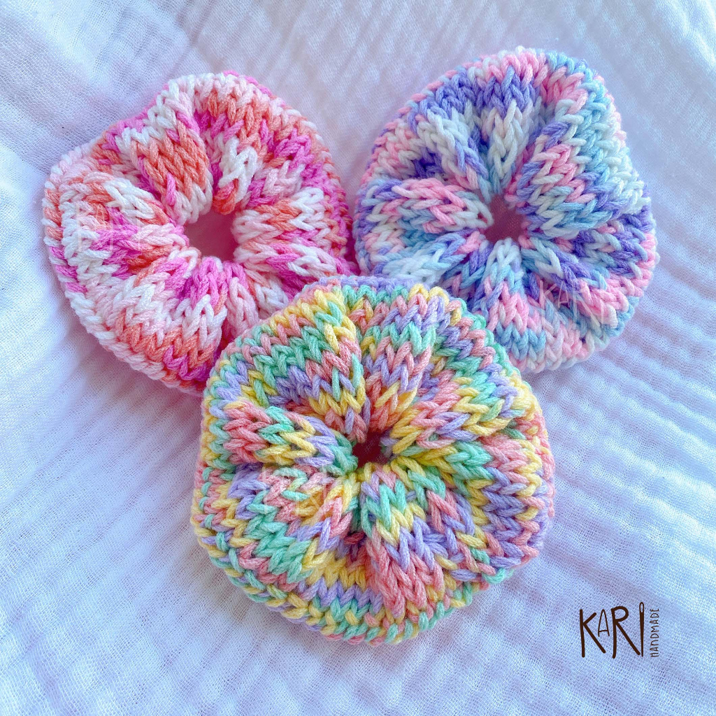 Cột tóc scrunchies len cao cấp handmade chống tuột màu loang ngọt ngào