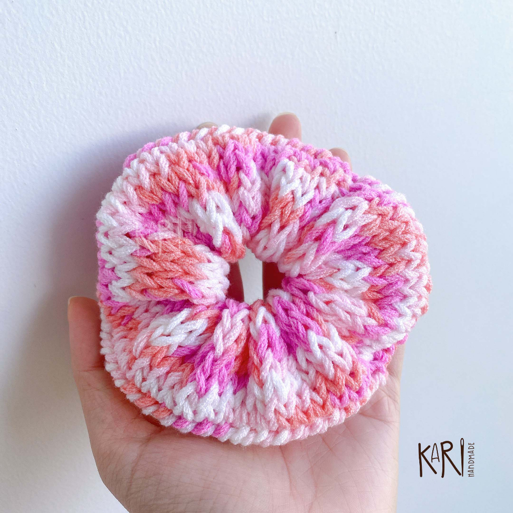 Cột tóc scrunchies len cao cấp handmade chống tuột màu loang ngọt ngào