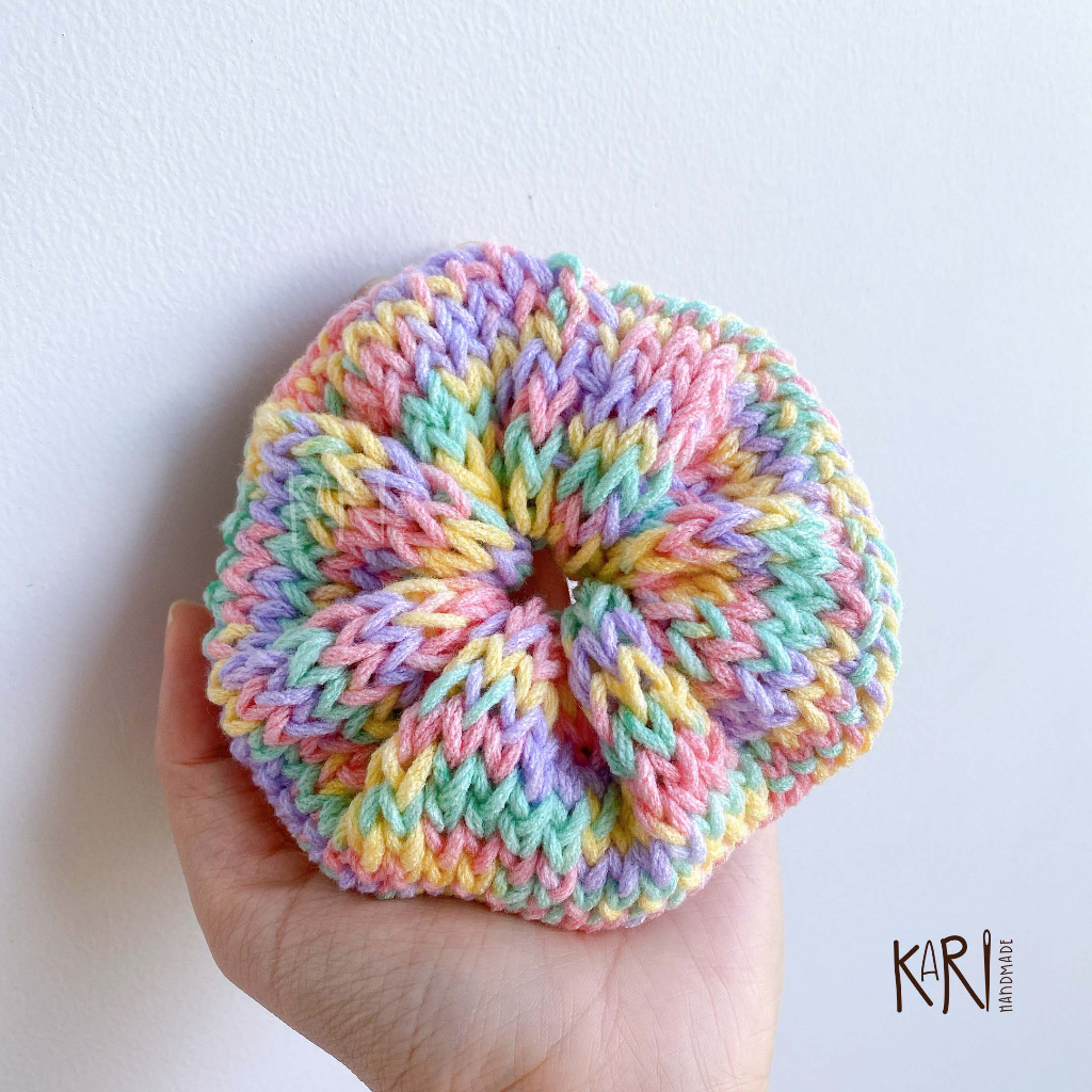 Cột tóc scrunchies len cao cấp handmade chống tuột màu loang ngọt ngào