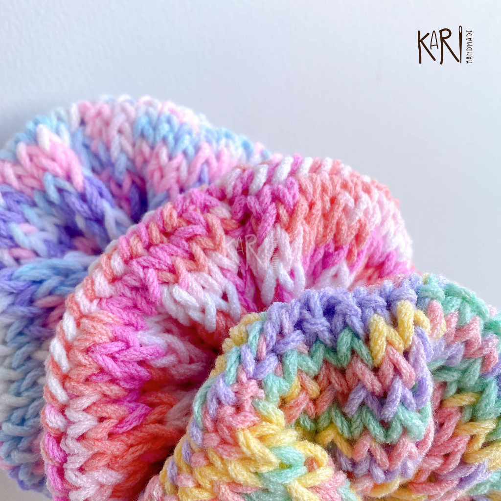 Cột tóc scrunchies len cao cấp handmade chống tuột màu loang ngọt ngào