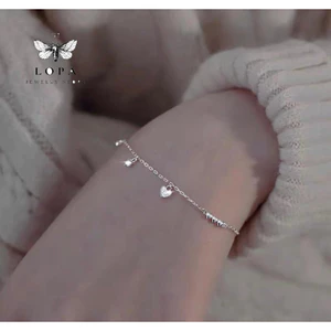 Lắc tay nữ bạc ta LoPa dáng tim đá nhỏ xung quanh nhẹ nhàng xinh xắn