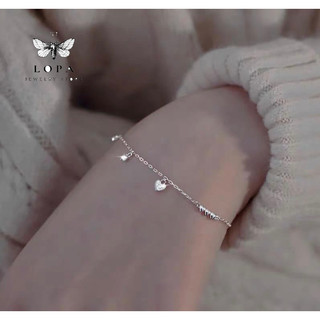 Lắc tay nữ bạc ta LoPa dáng tim đá nhỏ xung quanh nhẹ nhàng xinh xắn