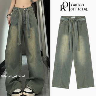 Quần jean dài ống rộng phong cách unisex, quần jean cạp cao Hip Hốp_K55