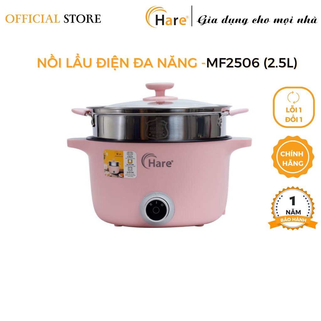 Nồi lẩu điện đa năng mini HRMF2506 (2.5L) thương hiệu Hare bảo