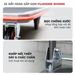 Xe đẩy hàng 4 bánh tải trọng 300kg gấp gọn nhập khẩu FUJIHOME, xe kéo hàng xếp gọn bánh cao xe su chống ồn hand truck — ảnh 6