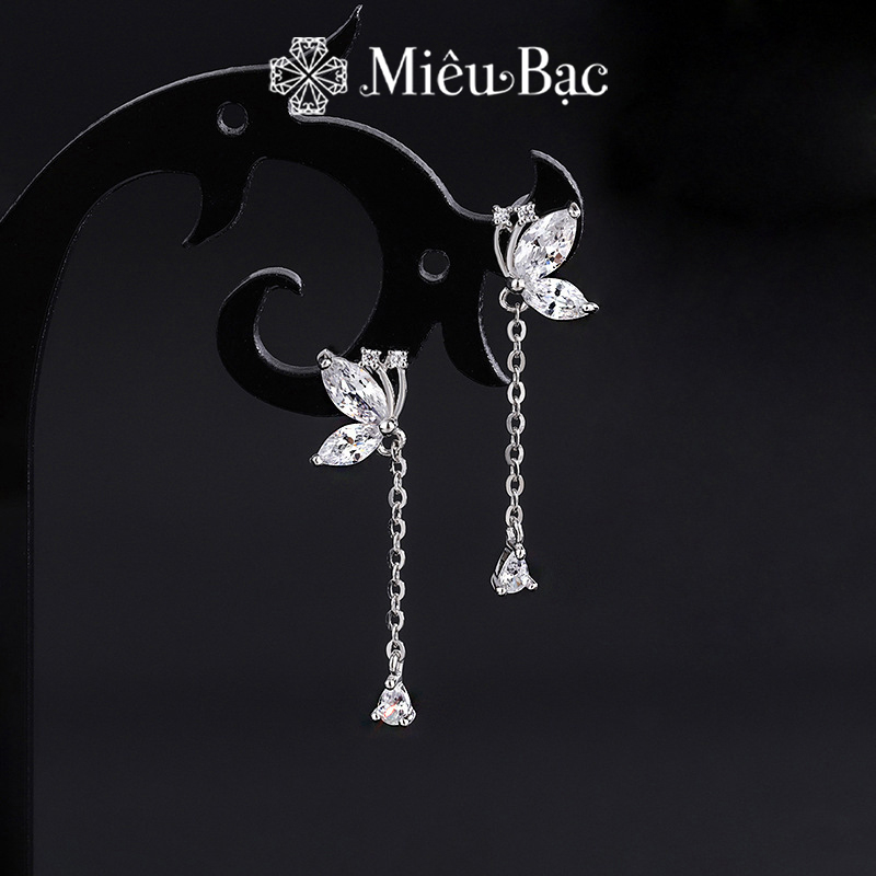 Ảnh Bông tai bạc nữ hồ điệp đính đá dáng dài Miêu Bạc khuyên tai xinh xắn chất liệu s925 phụ kiện thời trang trang sức MB54 3