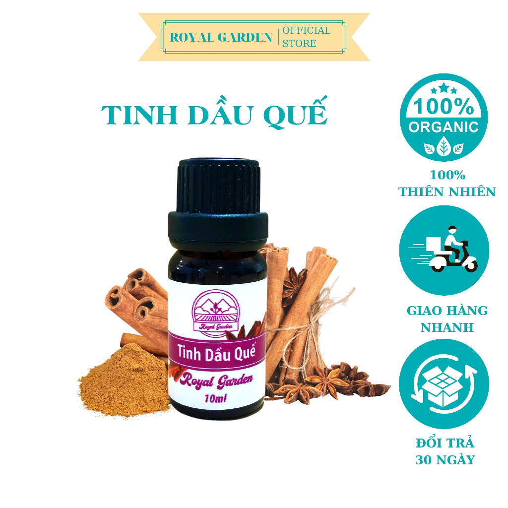 Tinh Dầu Vỏ Quế Nguyên Chất Royal 50ml xuất sứ thiên nhiên không pha tạp chất, Giảm Stress Khử Mùi Chống Say Xe