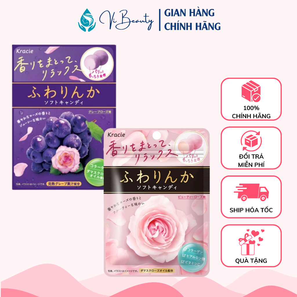 Kẹo Hoa Hồng Collagen Kracie Thơm Cơ Thể Nhật Bản Gói 10 viên 32g