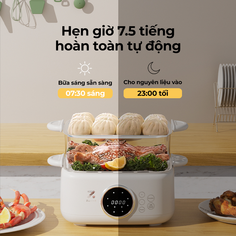Ảnh Nồi hấp nồi lẩu điện đa năng 2 tầng ZOLELE nấu lẩu, nấu canh, hấp bánh bao ES931 9.3L - Chính hãng 4