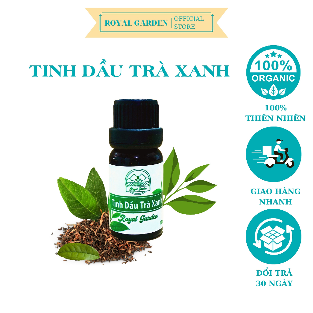 Tinh Dầu Trà Xanh Royal 10ml 50ml Nguyên Chất Giảm Stress Khử Mùi Chống Say Xe Hàng Chính Hãng