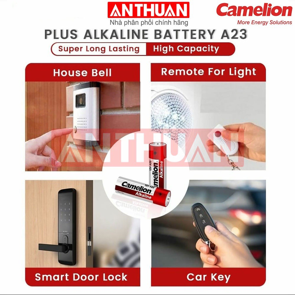 Pin A23 - 23A Chính Hãng Camelion Plus Alkaline 12V thay khiển cửa cuốn, chuông điện, chìa khóa oto
