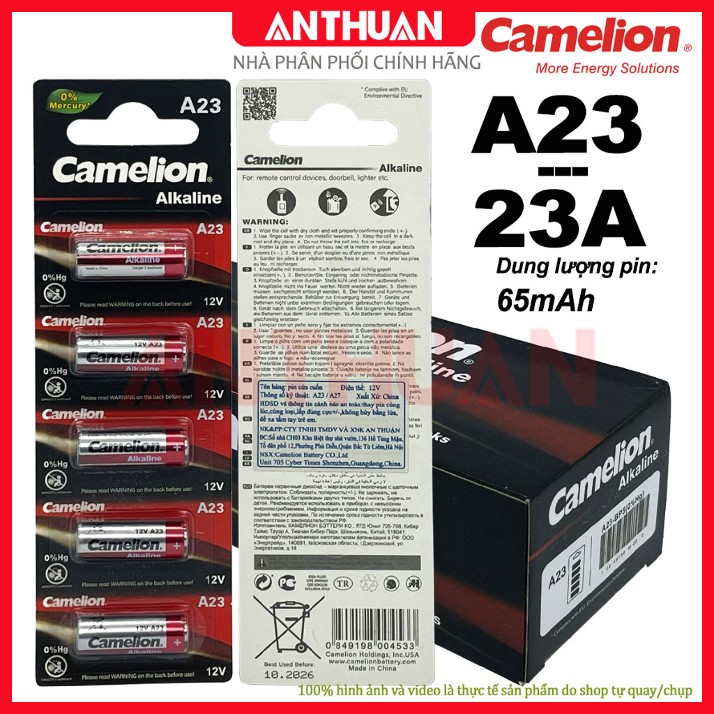 Pin A23 - 23A Chính Hãng Camelion Plus Alkaline 12V thay khiển cửa cuốn, chuông điện, chìa khóa oto