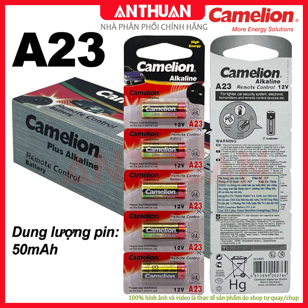 Pin A23 - 23A Chính Hãng Camelion Plus Alkaline 12V thay khiển cửa cuốn, chuông điện, chìa khóa oto