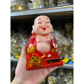 Tượng Di Lặc Gật Gù Vẫy Quạt màu đỏ hút tài lộc  Vật phẩm phong thuỷ