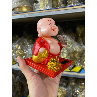 Tượng Di Lặc Gật Gù Vẫy Quạt màu đỏ hút tài lộc  Vật phẩm phong thuỷ