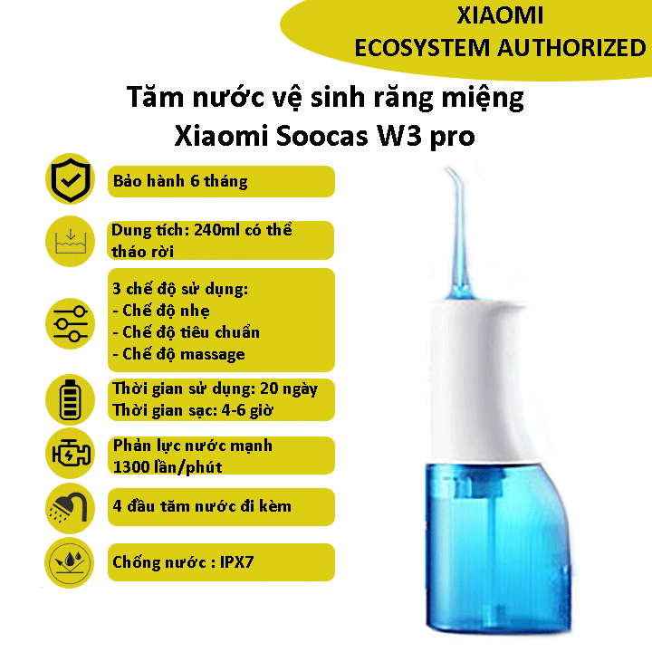 Tăm nước vệ sinh răng miệng Xiaomi Soocas W3 Pro, soocas W3F - Bảo hành 6 tháng - Shop Điện Máy Center