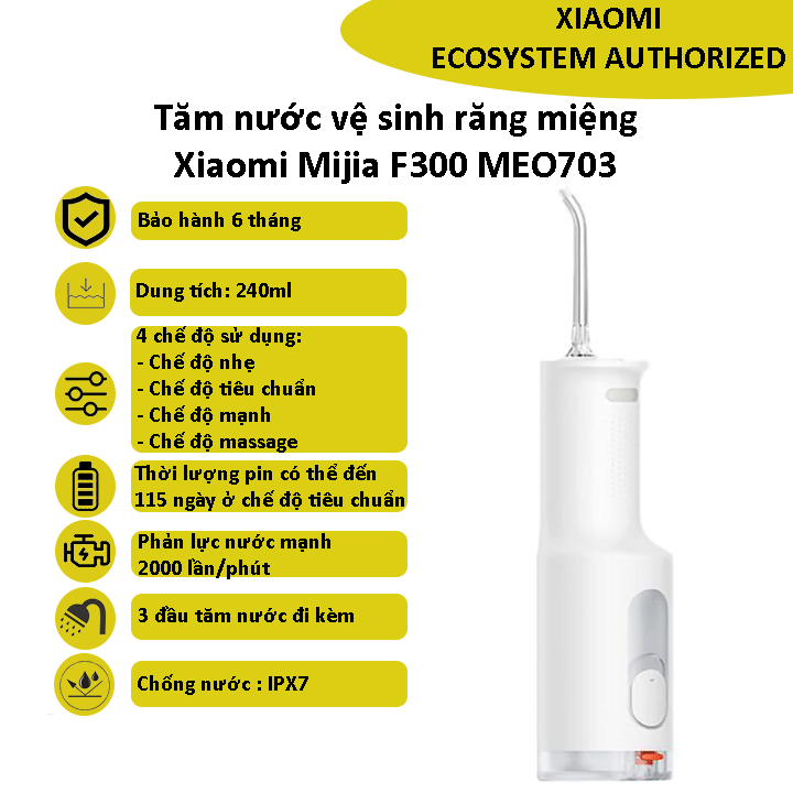 Tăm nước vệ sinh răng miệng Xiaomi Mijia F300 MEO703 Bảo hành 6 tháng - Shop  MI Ecosystem Authorized