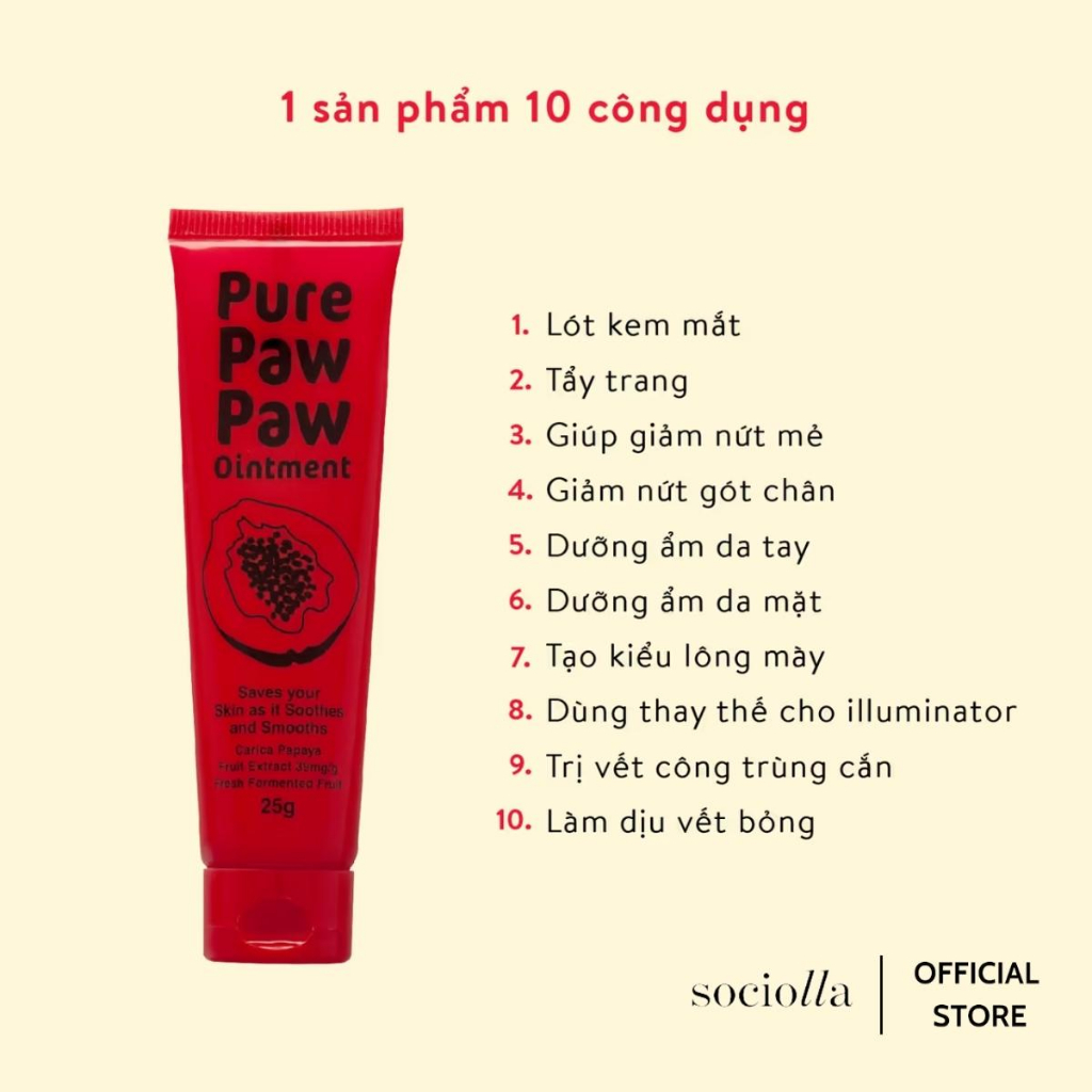 Ảnh Kem Dưỡng Môi Cấp Ẩm Đa Năng Chiết Xuất Đu Đủ Pure Paw Paw 25 gr 2