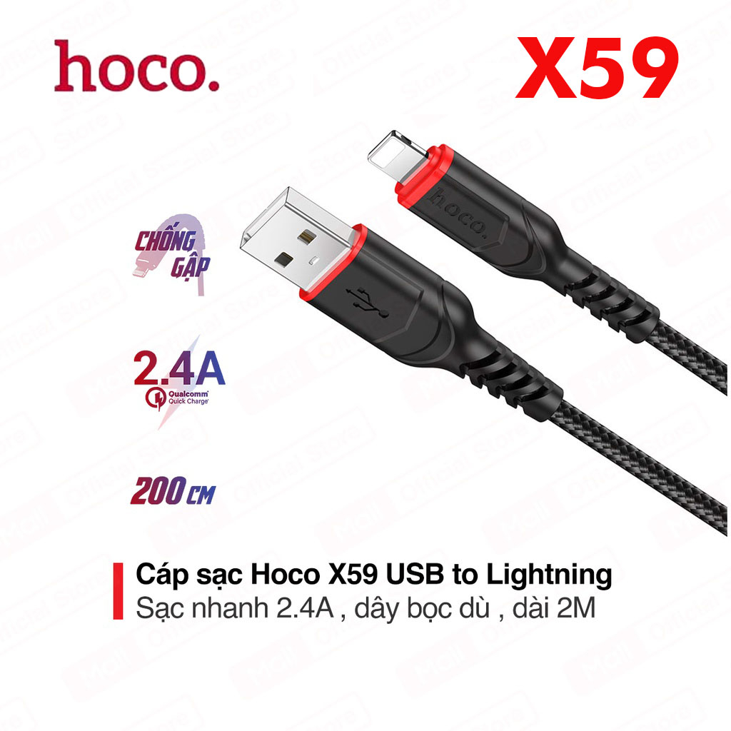 Cáp Sạc Nhanh Hoco X59 Bọc Dù 1M cho mọi dòng máy | Shopee Việt Nam