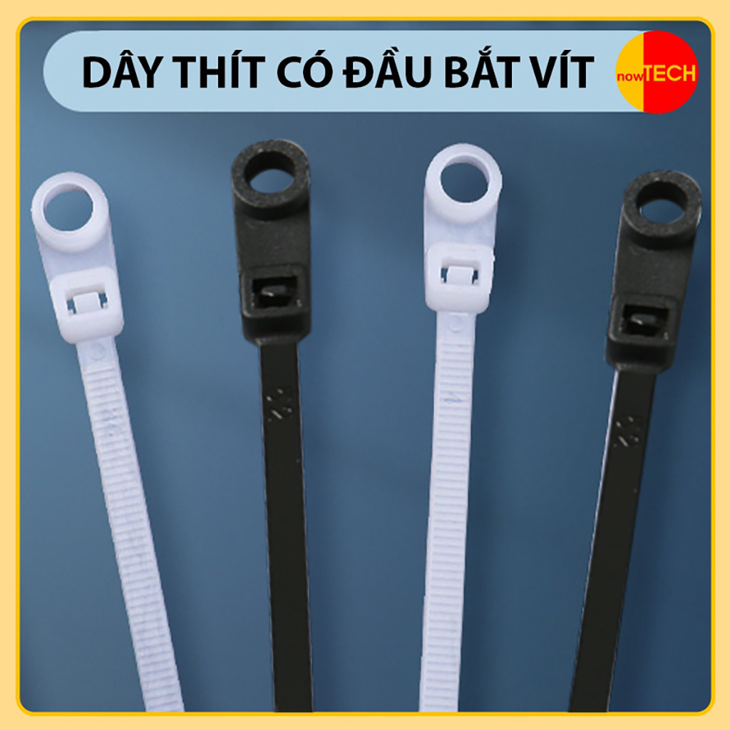 Dây rút nhựa thít nhựa lạt trắng, đen có đầu bắt vít túi 100 dây loại ...