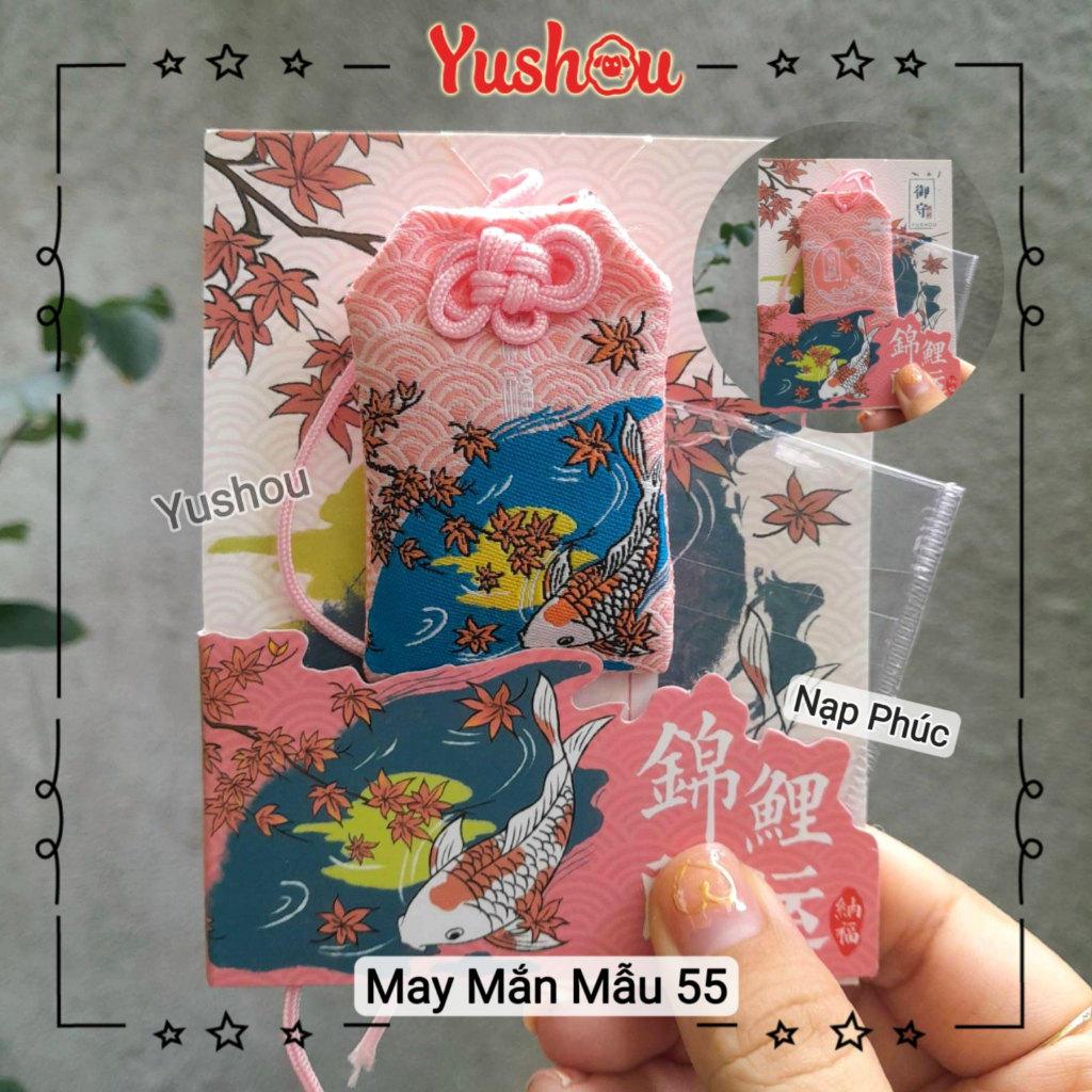 Túi Phước Yushou May Mắn Mẫu 55 - Cá Chép Nạp Phúc - Kiểu Omamori Nhật, Có sẵn, Quà tặng ý nghĩa.