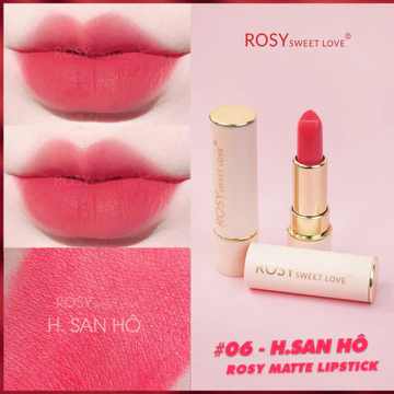Son Sáp Lì Rosy Sweet Love nhiều màu dạng thỏi chất son mướt mềm mịn lâu trôi và dưỡng môi với 8 màu xinh lung linh