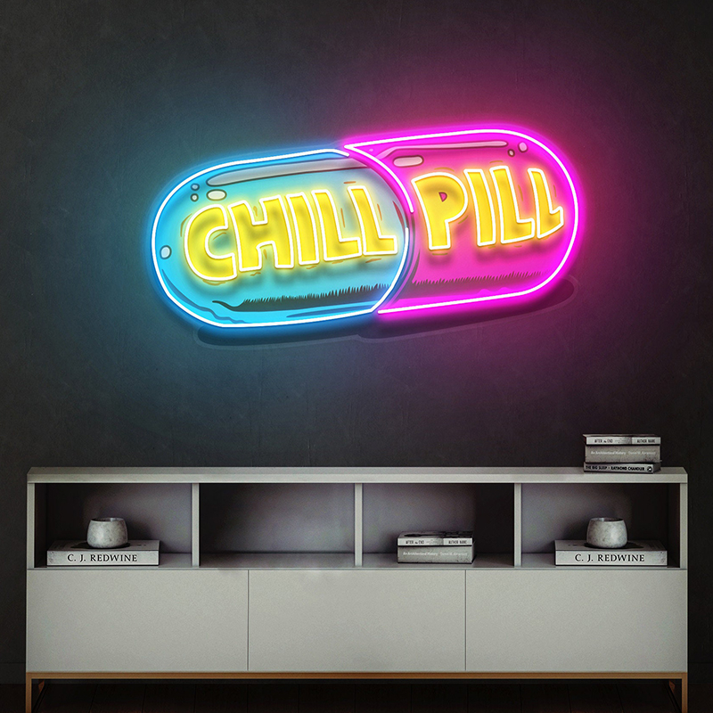 Bảng Đèn Led Neon Trang Trí CHILL PILL [Kích thước 50 cm]