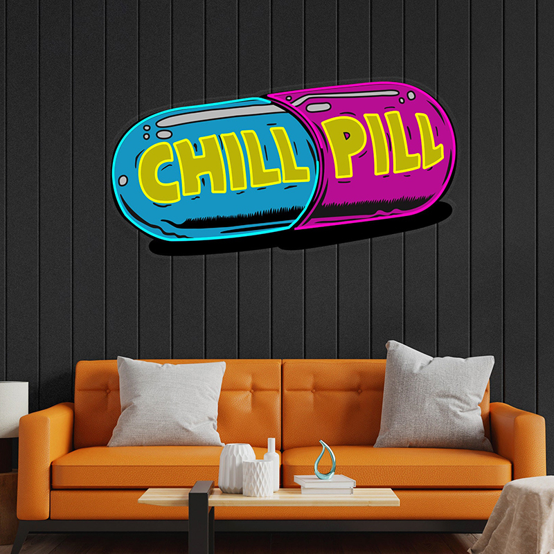Bảng Đèn Led Neon Trang Trí CHILL PILL [Kích thước 50 cm]