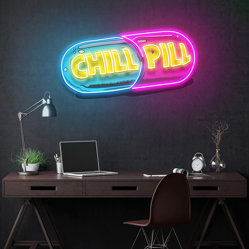 Bảng Đèn Led Neon Trang Trí CHILL PILL [Kích thước 50 cm]