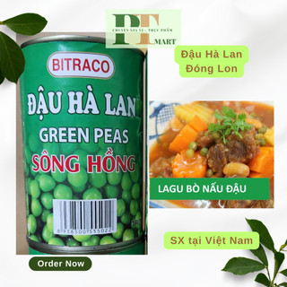 Đậu hà lan lon / Đậu hà lan đóng hộp hiệu Sông Hồng Bitraco 450gr -- Đậu VN