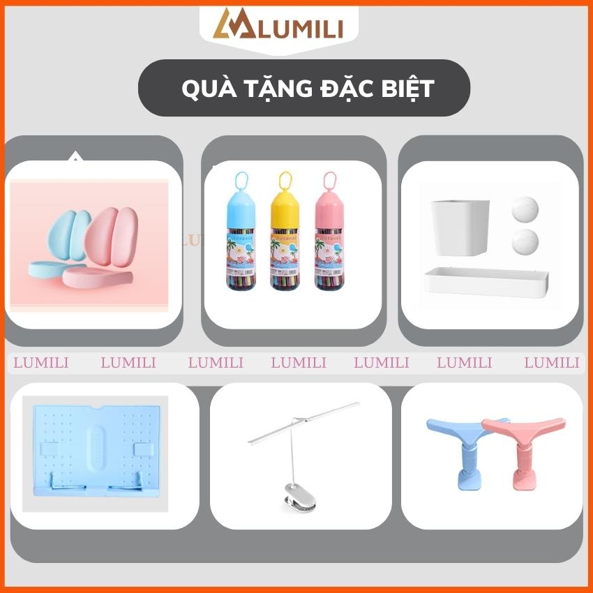bàn học cho bé LUMILI R22+ PREMIUM, bàn ghế học sinh nâng hạ tay quay, bàn học chống gù chống cận kích thước 80cm