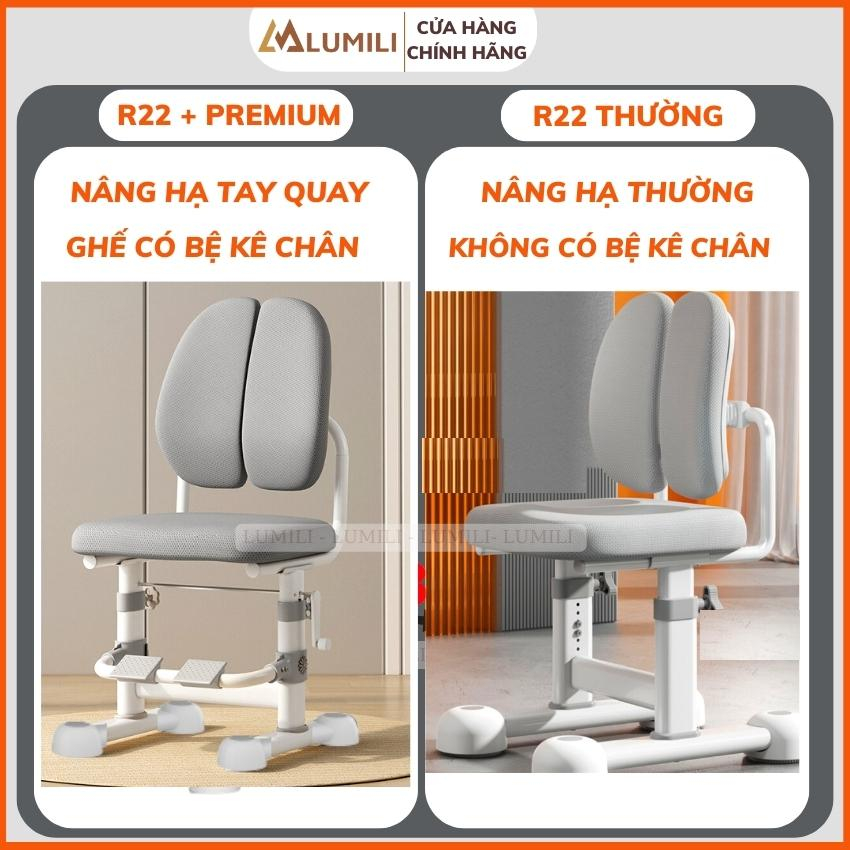 bàn học cho bé LUMILI R22+ PREMIUM, bàn ghế học sinh nâng hạ tay quay, bàn học chống gù chống cận kích thước 80cm