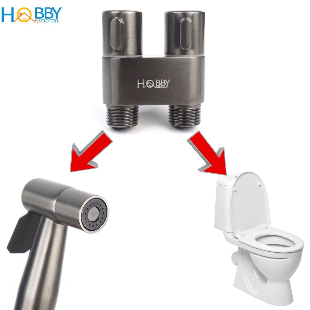 Vòi xịt toilet dây lò xo đa năng kèm van nước bồn cầu màu xám Hobby Home Decor VSR4F