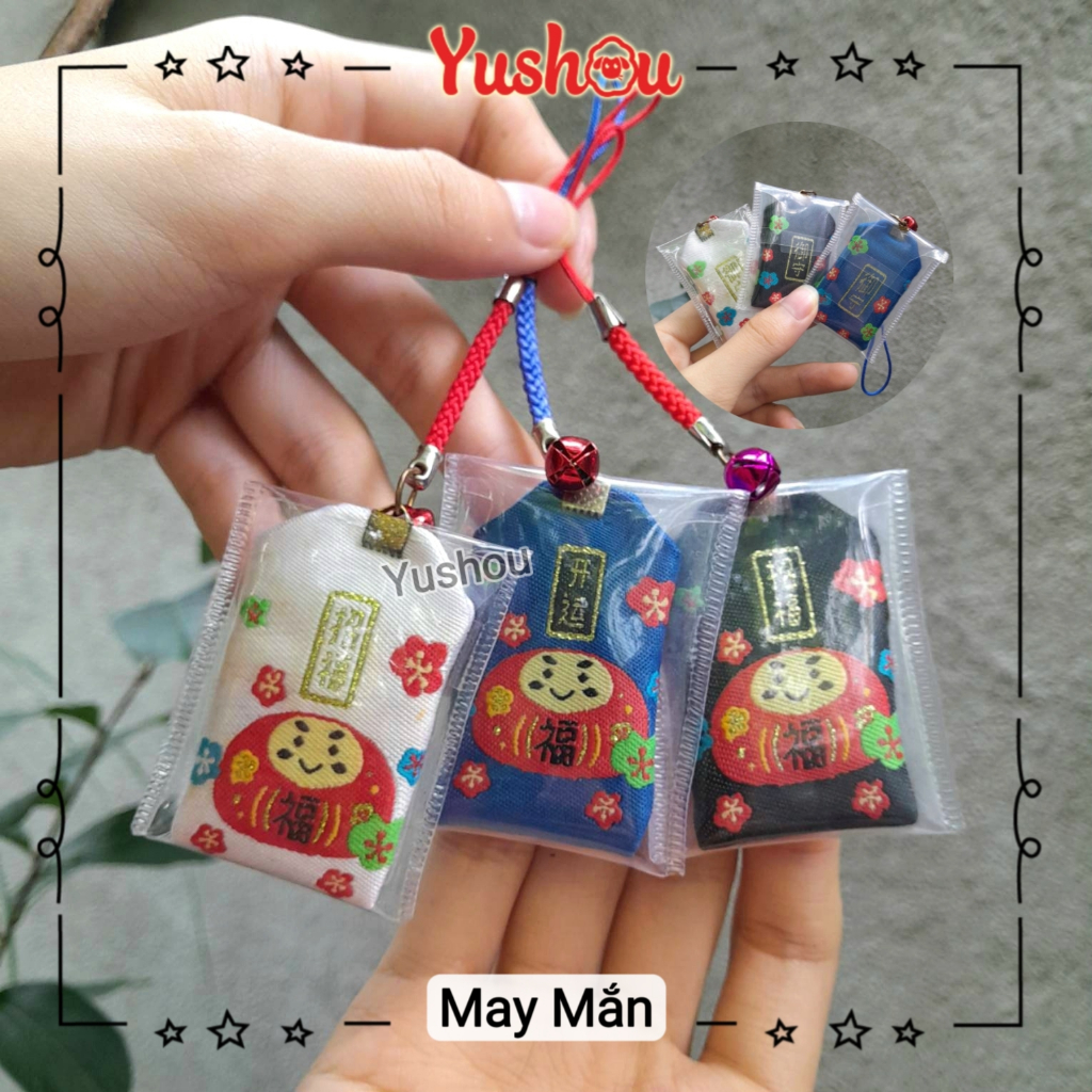 Túi Phước Yushou May Mắn DARUMA Khai Vận - Kiểu Omamori Nhật, Có sẵn, Quà tặng ý nghĩa.