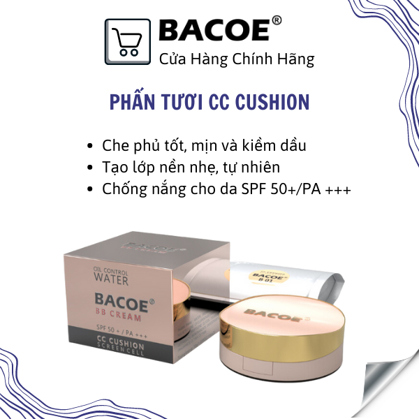 Phấn Nước Bacoe Có Tặng Lỏi CC Cushion BACOE Phấn Tươi BaCOE 3 Màu Năng Động
