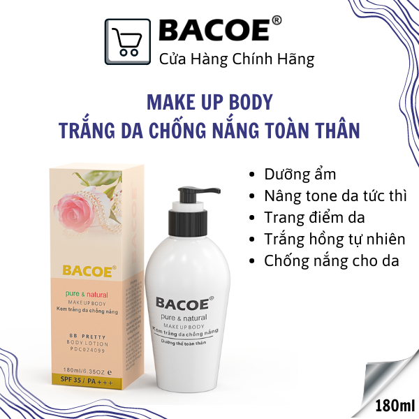 KEM BODY BACOE Kem Trắng da toàn thân, chống nắng BODY LOTION BACOE 180ml