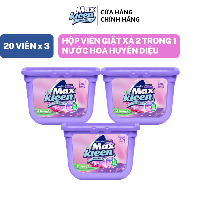 Ảnh Combo 3 Hộp Viên Giặt Xả MaxKleen Hương Hương Nước Hoa Huyền Diệu (20 Viên/Hộp) 1