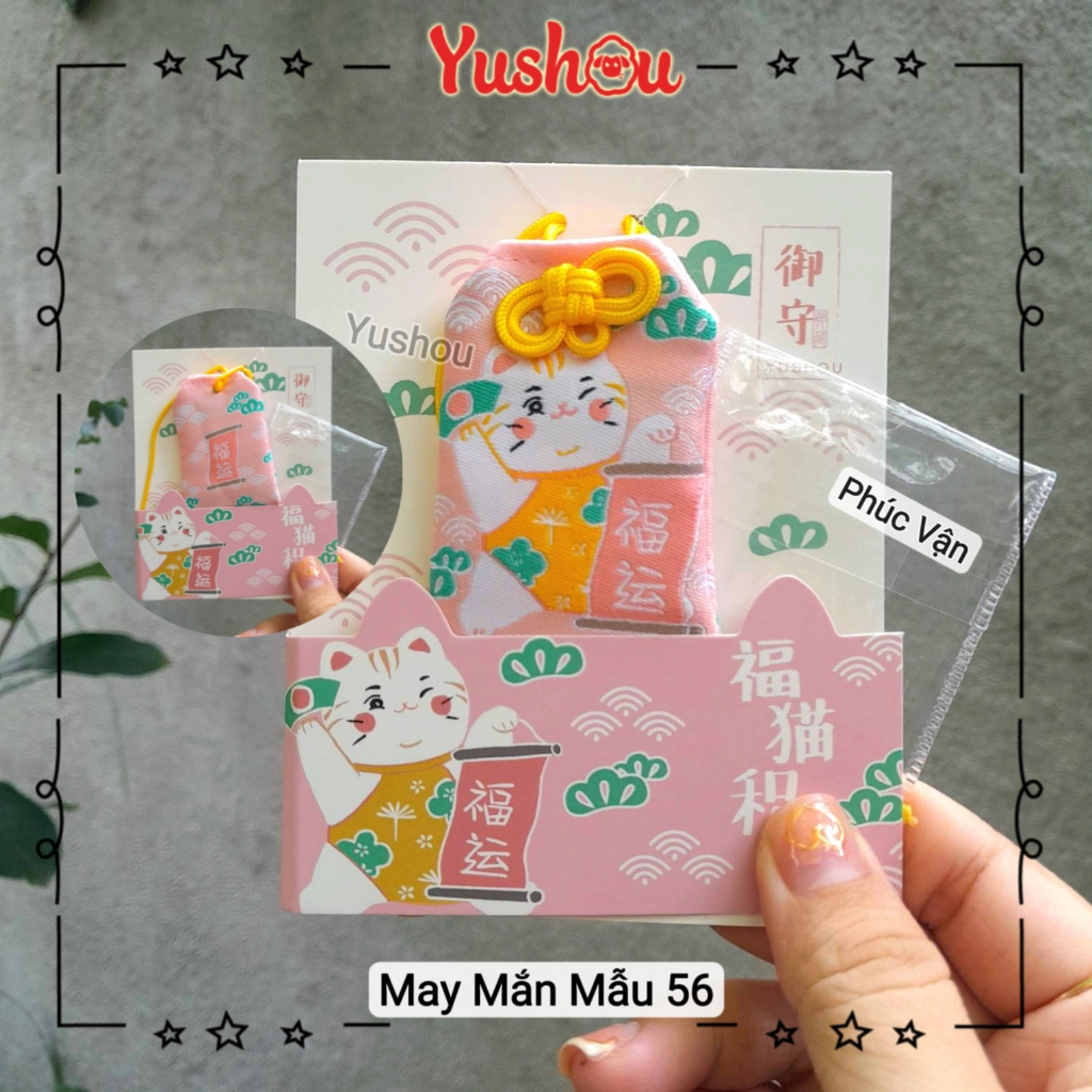 Túi Phước Yushou May Mắn Mèo Vạn Phúc - Kiểu Omamori Nhật, Có sẵn, Quà tặng ý nghĩa.