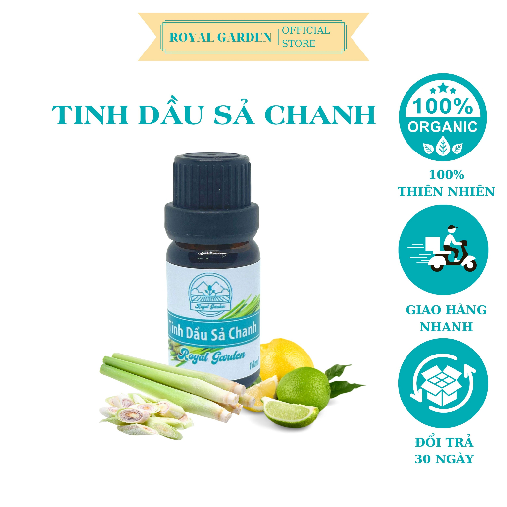 Tinh Dầu Sả Chanh Royal 10ml 50ml Nguyên Chất Giảm Stress Khử Mùi Chống Say Xe Hàng Chính Hãng