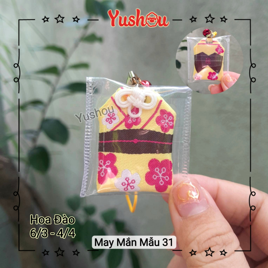 Túi Phước Yushou May Mắn Hoa Đào - Kiểu Omamori Nhật, Có sẵn, Quà tặng ý nghĩa.