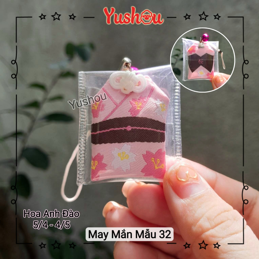 Túi Phước Yushou May Mắn Hoa Anh Đào - Kiểu Omamori Nhật, Có sẵn, Quà tặng ý nghĩa.